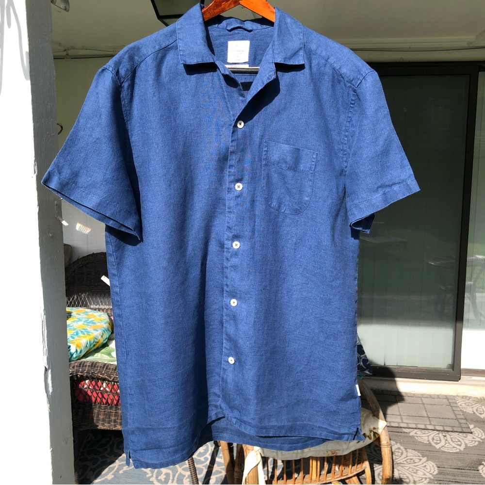 COTTONFIELD Men’s Short Sleeve Button down Shirt L
